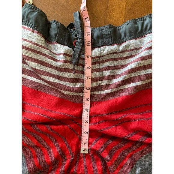 OCEAN Pacific OP Board Shorts Red Stripe Waist 32-34 Size M Lined Black Gray VGC - Picture 8 of 15